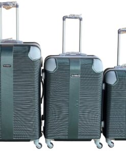 Le Emporer - 3 Piece Luggage Set-Light Weight Suitcase - Dark Green