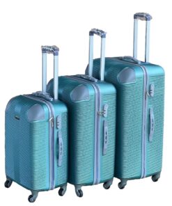 Le Emporer - 3 Piece Luggage Set-Light Weight Suitcase - Silver Green