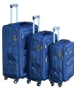 Le Emporer Fabric 3 Piece Luggage- Double Zip Suitcase - Blue