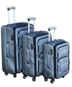 Le Emporer Fabric 3 Piece Luggage- Double Zip Suitcase - Grey