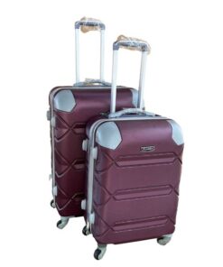 Le Emporer Lightweight 2 Piece Luggage Set - Suitcase with Corner Protectors - Maroon