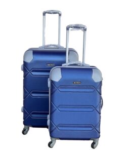 Le Emporer Lightweight 2 Piece Luggage Set - Suitcase with Corner Protectors - Navy Blue