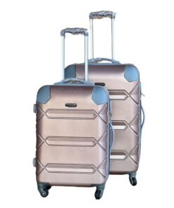 Le Emporer Lightweight 2 Piece Luggage Set - Suitcase with Corner Protectors - Rose Gold