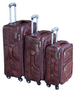 Le Emporer Luggage Set- Leather 3 Pieces Suitcases - Chestnut Voyager