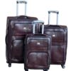 Le Emporer Luggage Set- Leather 3 Pieces Suitcases - Maroon
