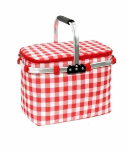 Leak-Proof Insulated Folding Picnic Basket - Red