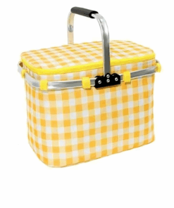 Leak-Proof Insulated Folding Picnic Basket - Yellow