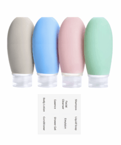 Leak-Proof Silicone Travel Bottle Set with Labels & Carry Bag