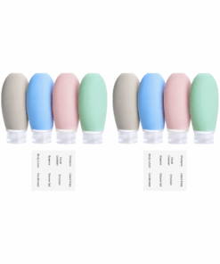 Leak-Proof Silicone Travel Bottle Set with Labels & Carry Bag - 2 Pack