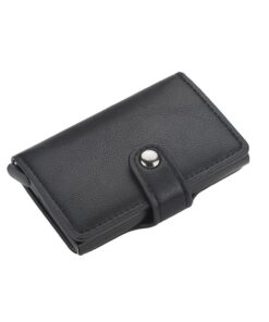 Leather Aluminium RFID Credit Card Holder Case-Black