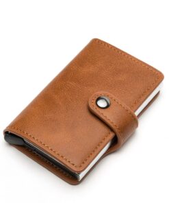Leather Aluminium RFID Credit Card Holder Case-Brown