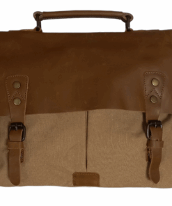 Leather and Canvas 13â Laptop Bag - Vivace - Khaki