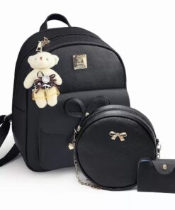 Leather Backpack , Bowknot Mini Sweet Cute Small Backpack , Set Of 3