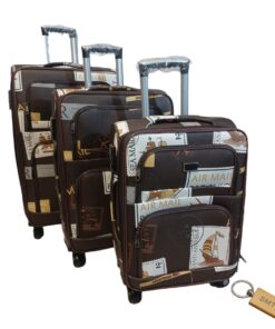 Leather Black 3 Piece Suitcase Set and SMTE keyring