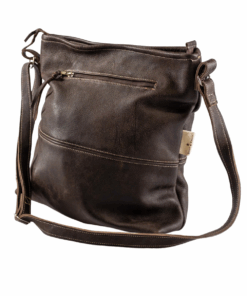 Leather Handbag - Hipster Mini - Topstitched Buffed Brown