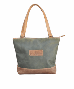 Leather Handbag - Megan Bag Two Tone - Green and Diesel Toffee