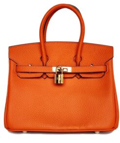 Leather Handbag with Gold Locket - Sunset