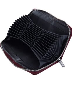 Leather RFID Blocking Credit Card Holder Wallet-Brown