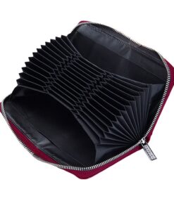 Leather RFID Blocking Credit Card Holder Wallet-Wine Red