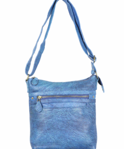 Leather Sling Bag - Green/Red or Blue - Antique Blue