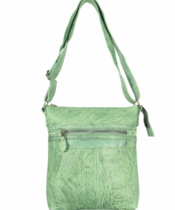 Leather Sling Bag - Green/Red or Blue - Antique Green