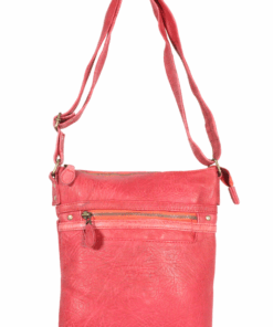 Leather Sling Bag - Green/Red or Blue - Antique Red