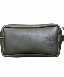 Leather Toiletry Bag - Swish and Swank - Olive Green