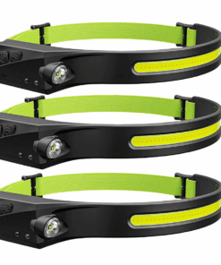 LED Headlamps USB Waterproof Adjustable Headlight Sensor Light pack of 3