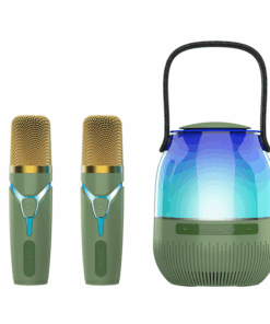LED Lamp Bluetooth 5.3 Portable Wireless Speaker with 2 Wireless Microphone