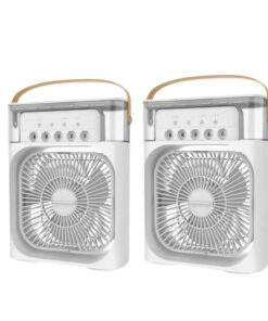 Led Portable Air Cooler Fan with Mist Spray - White - Pack of 2