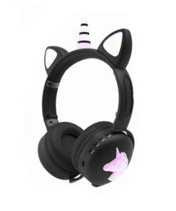 LED Unicorn Children's Wireless Bluetooth Earphones - Black