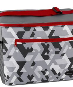 Leisure Quip 40 Can Soft Cooler Bag Grey Geometric with Red Stitching