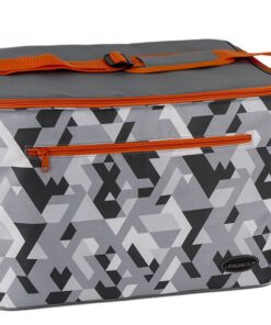 Leisure-Quip 48 Can Soft Cooler Bag Grey Geometric With Orange Stitching