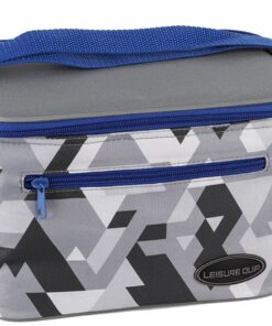 Leisure Quip 6Can Soft Cooler Bag Grey Geometric with Blue Edging
