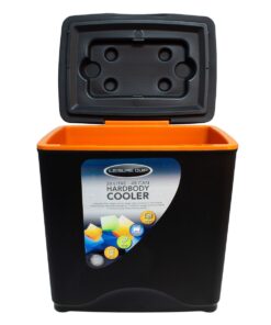 Leisure Quip Hard Body Cooler Box Black+ Orange Inner Capacity 28L/48 Cans