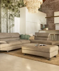 Lennox Corner Lounge Suite in Fabric, Beige