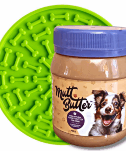 Lick Mat with 100% natural Mutt Butter (400 g) doggy friendly peanut butter - Green