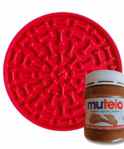 Lick Pad (Licky Mat) Plus Doggy Mutelo - For Play Time and Bath Time - Red