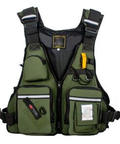 Life Jacket with Reflective&Pocket Fishing Outdoor Safety Equipment - ArmyGreen