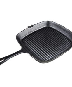 Lifespace Cast Iron Square Griddle Skillet Pan 24cm