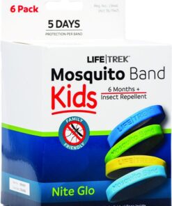 Lifetrek DEET Free Mosquito Repellent Kids Wrist Band Kids Nite Glo 6 Pack