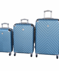 Light Blue ABS 3-Piece Hard-Shell Luggage Set with Spinner Wheels and Lock