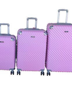Light Pink 3-Piece ABS Hardshell Luggage Set with Telescopic Handle