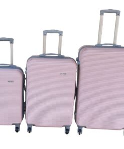Light Pink ABS 3-Piece Luggage Set with Spinner Wheels and Lock - Durable