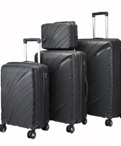 Lightweight Hard Shell for Family Travel or Business Luggage Set - 4 Piece - Dark Gray