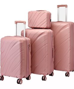Lightweight Hard Shell for Family Travel or Business Luggage Set - 4 Piece - Deep pink