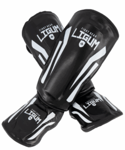 Ligum Fight Gear Muay Thai MMA Shin Pads - Black and White - S