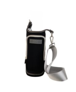 Lily Rose Collection - Neoprene Water Bottle Bag With Cellphone Holder - Black and Grey