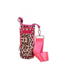 Lily Rose Collection - Neoprene Water Bottle Bag With Cellphone Holder - Primal  Animal & Pink