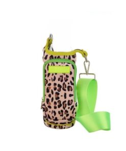 Lily Rose Collection - Neoprene Water Bottle Bag With Cellphone Holder - Primal Animal & Yellow